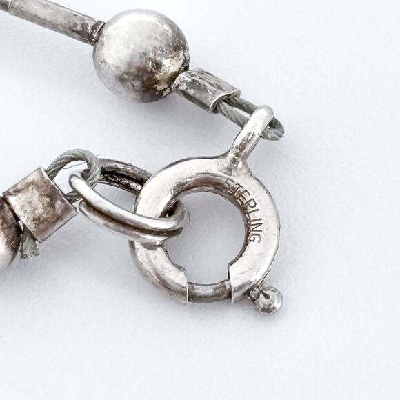 Vintage USA Sterling Silver 925 Beaded Anklet with HOPE Charm 10.25” - Picture 3 of 6